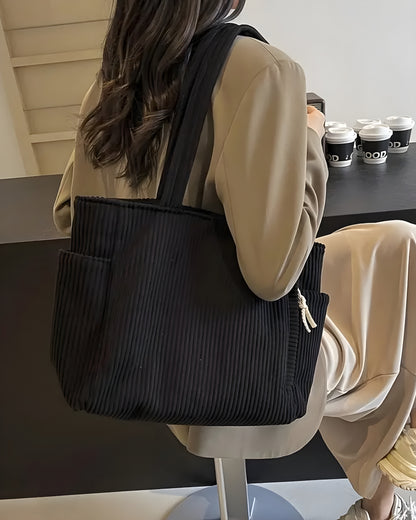 Birgitta™ | Ribbad tygväska med dragskodetalj