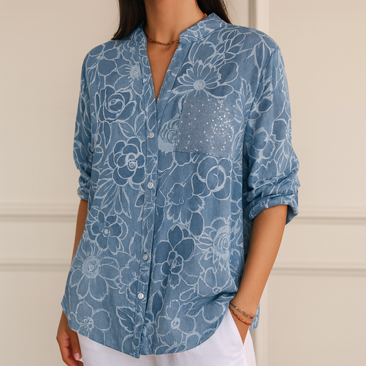 Jenny™ | Blus med Blommönster