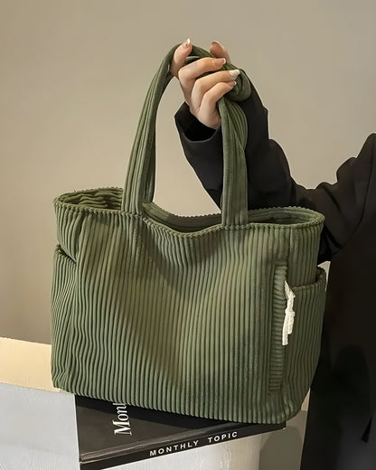 Birgitta™ | Ribbad tygväska med dragskodetalj